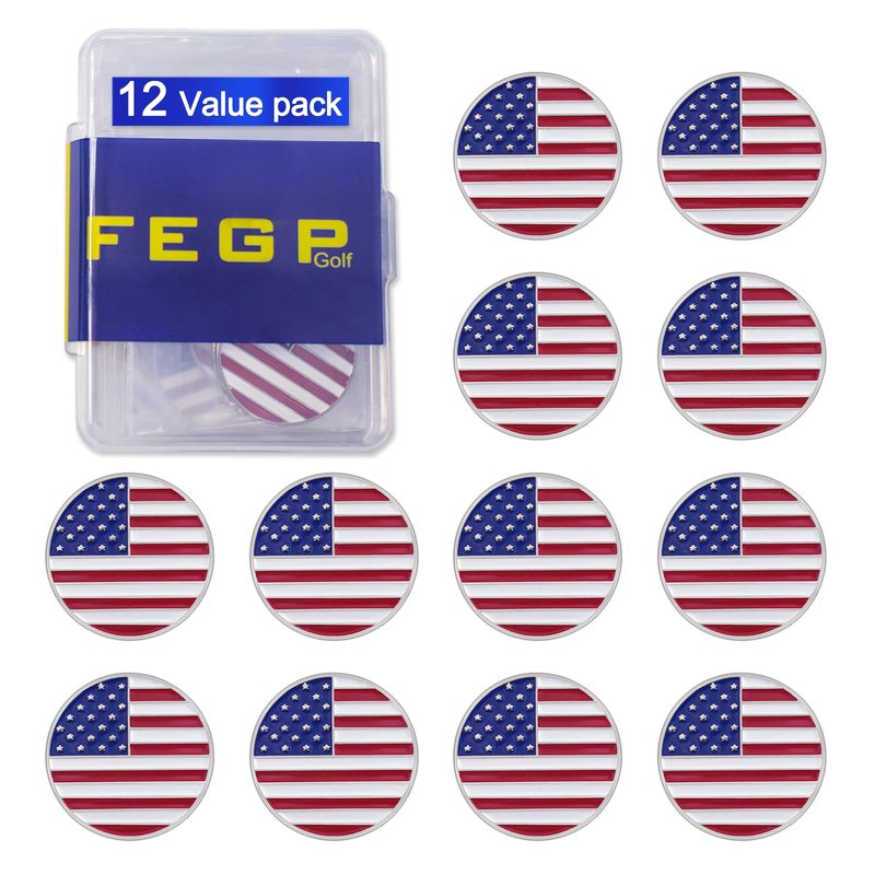 Golf Ball Markers Value Pack of 12 Golf Gifts, Golf Club Ball Markers for Men Women.(Golf Cap Clips Not Included)