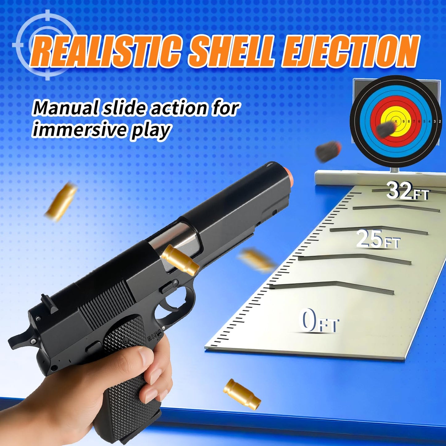 Toy Blaster for Kids with Shell Ejection - 40 Shells, 50 Foam Bullets & 2 Mags - Safe Foam Blaster for Outdoor Target Play