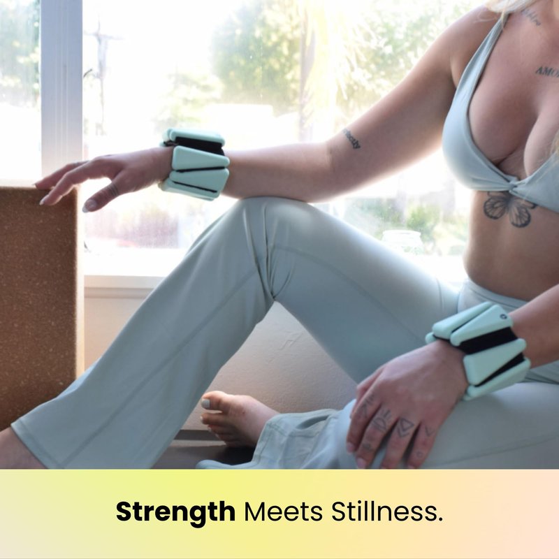 OmWeights - Wrist and Ankle Weights for Women and Men | Elevate Your Workouts With Weighed Bangles | Cardio, Yoga, and Pilates Ankle Weights For Women and Men | Adjustable Leg and Arm Weights 1lb Each (Meadow Mint)