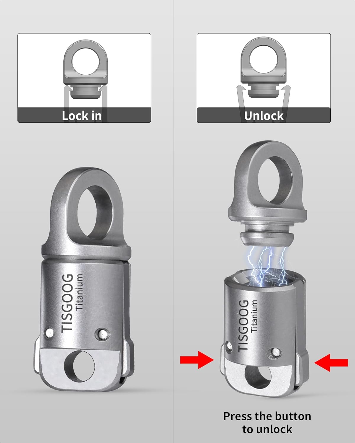 Titanium Quick Release Keychain - Detachable Magnetic Holder | 360° Rotatable, 88LB Capacity