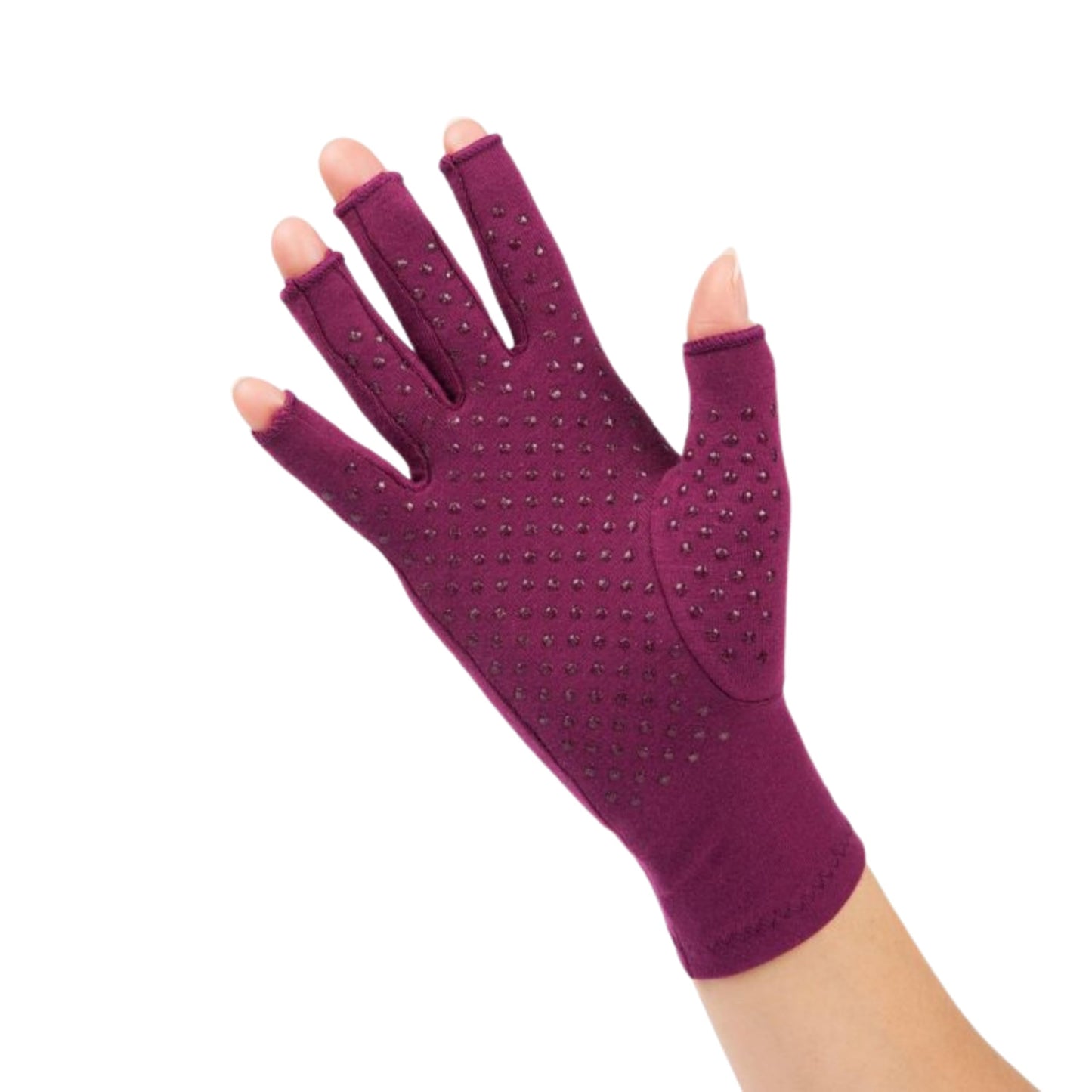 GRACE & ABLE Compression Gloves: Relief From Arthritis with Silicone Dots for Extra Grip. Cotton Stretch Breathable (Plum Purple, Small)