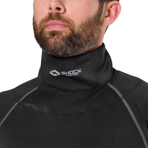 Shock Doctor Compression Shirt with Neckguard for Hockey with Integrated Neck Guard. for Adult Men Black