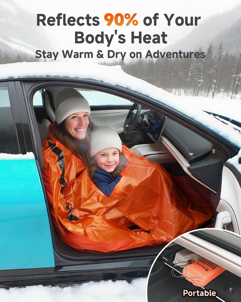 Rocalt Emergency Sleeping Bag, Ultralight Mylar Emergency Blanket, Waterproof & Portable Thermal Bivy Sack for Camping, Hiking, and Outdoor Adventures