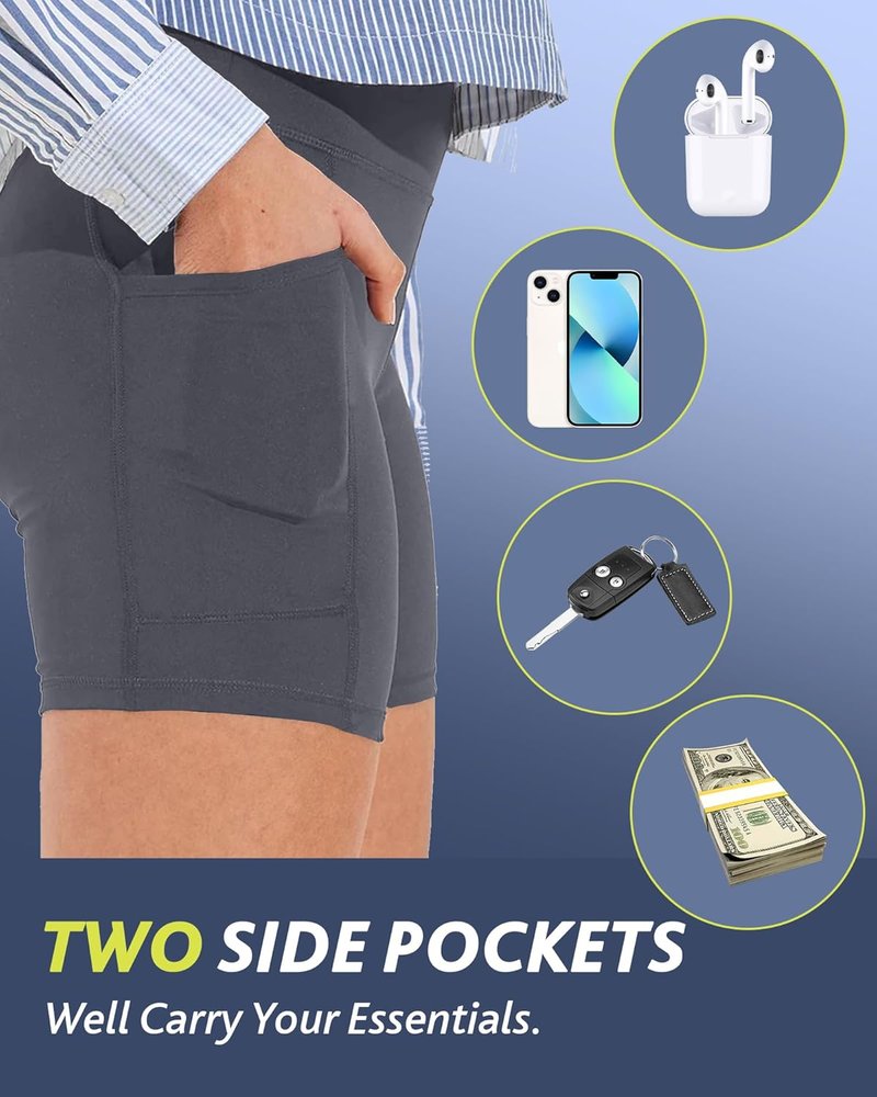 Biker Shorts for Women with Pockets | High Waisted Spandex Tummy Control Gym & Yoga Shorts - 3"/5"/8" Sizes