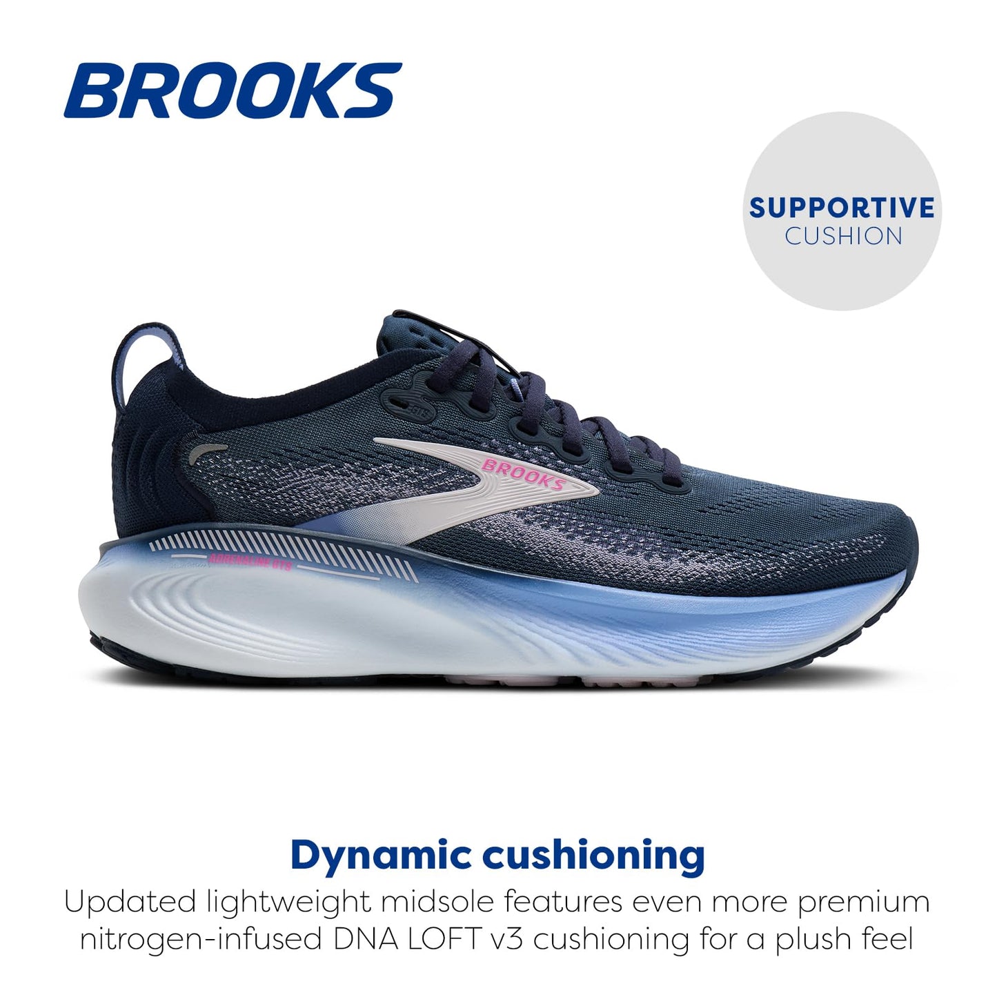Brooks Women’s Adrenaline GTS 25 Supportive Running & Walking Shoe - Spellbound/Blazing Bell/Pink - 6.5 Medium