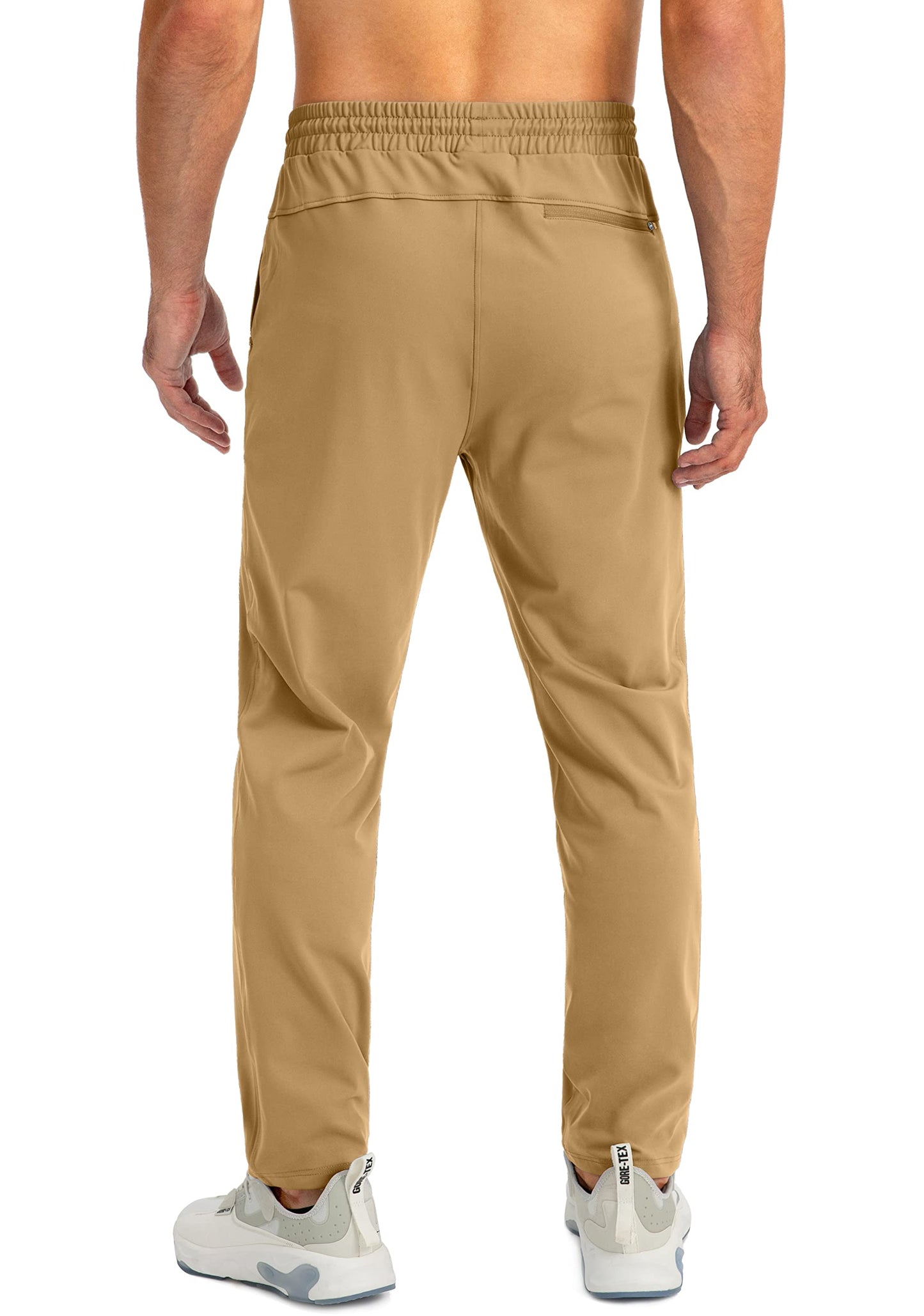 G Gradual Men's Sweatpants with Zipper Pockets Tapered Joggers for Men Athletic Pants for Workout, Jogging, Running (Dark Khaki, Large)