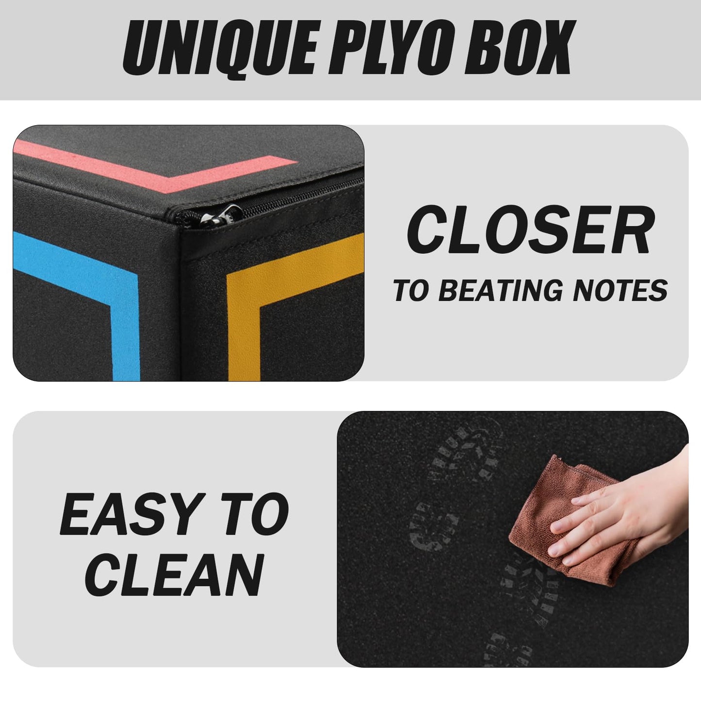 3-in-1 20''x24''x16''Dense Foam Plyometric Jump Box,Extra Firm Stable Box Jumps for Home Gym,Exercise Foam Plyo Box for Fitness Training-Step-Ups,Split Squats,Dips,Non-Slip Box Jump Cube,3 Sizes