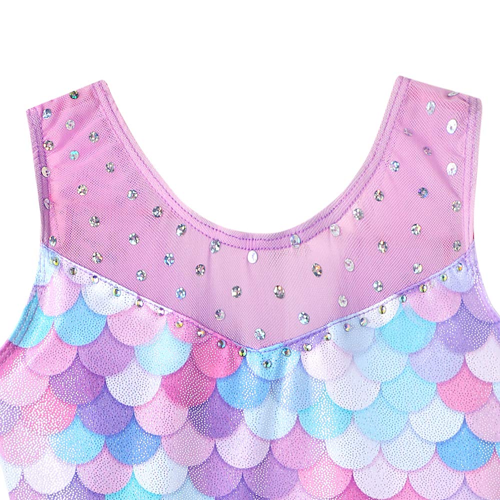 Leotards for Girls Gymnastics Unicorn Athletic Dance Wear Shiny Rainbow Blue Hotpink (Gradient Hotpink, 9-10 Years)