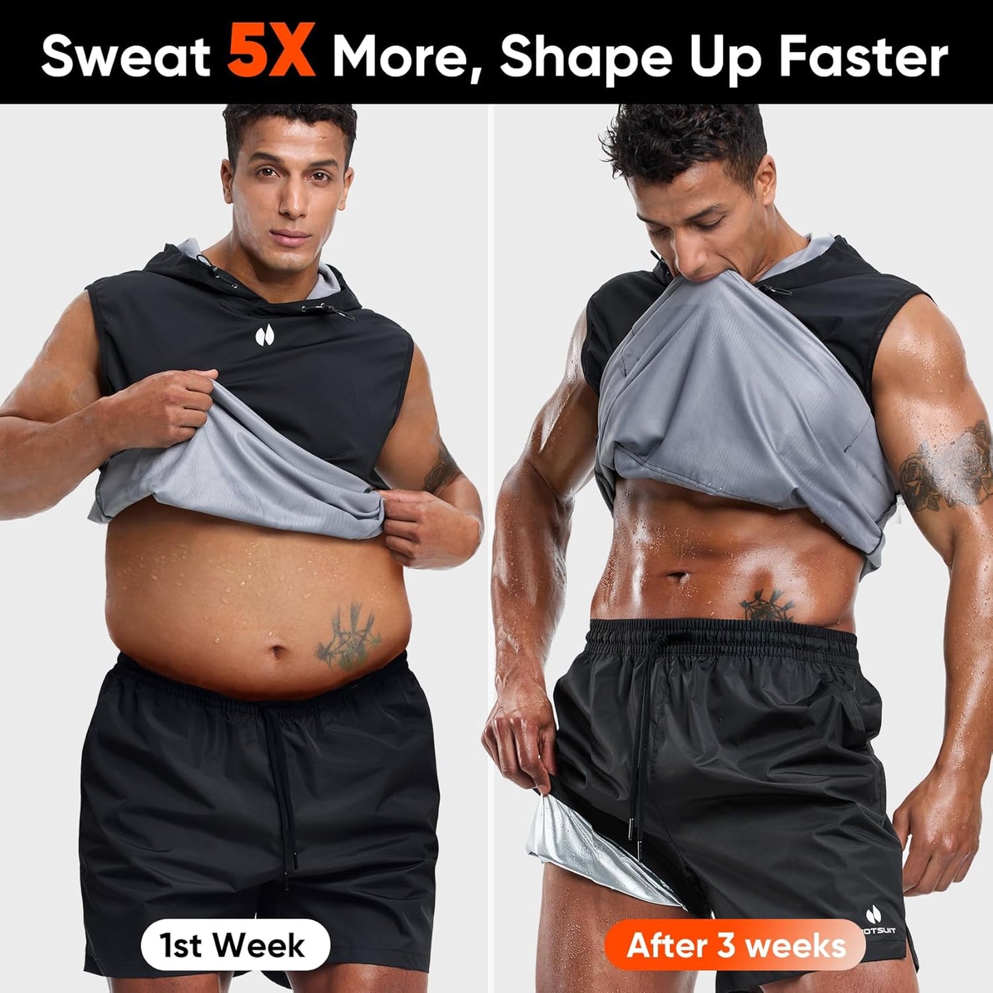 Sauna Shirt for Men - Anti-Rip Heat Trapping Pullover Vest | Ideal for Boxing & Exercise