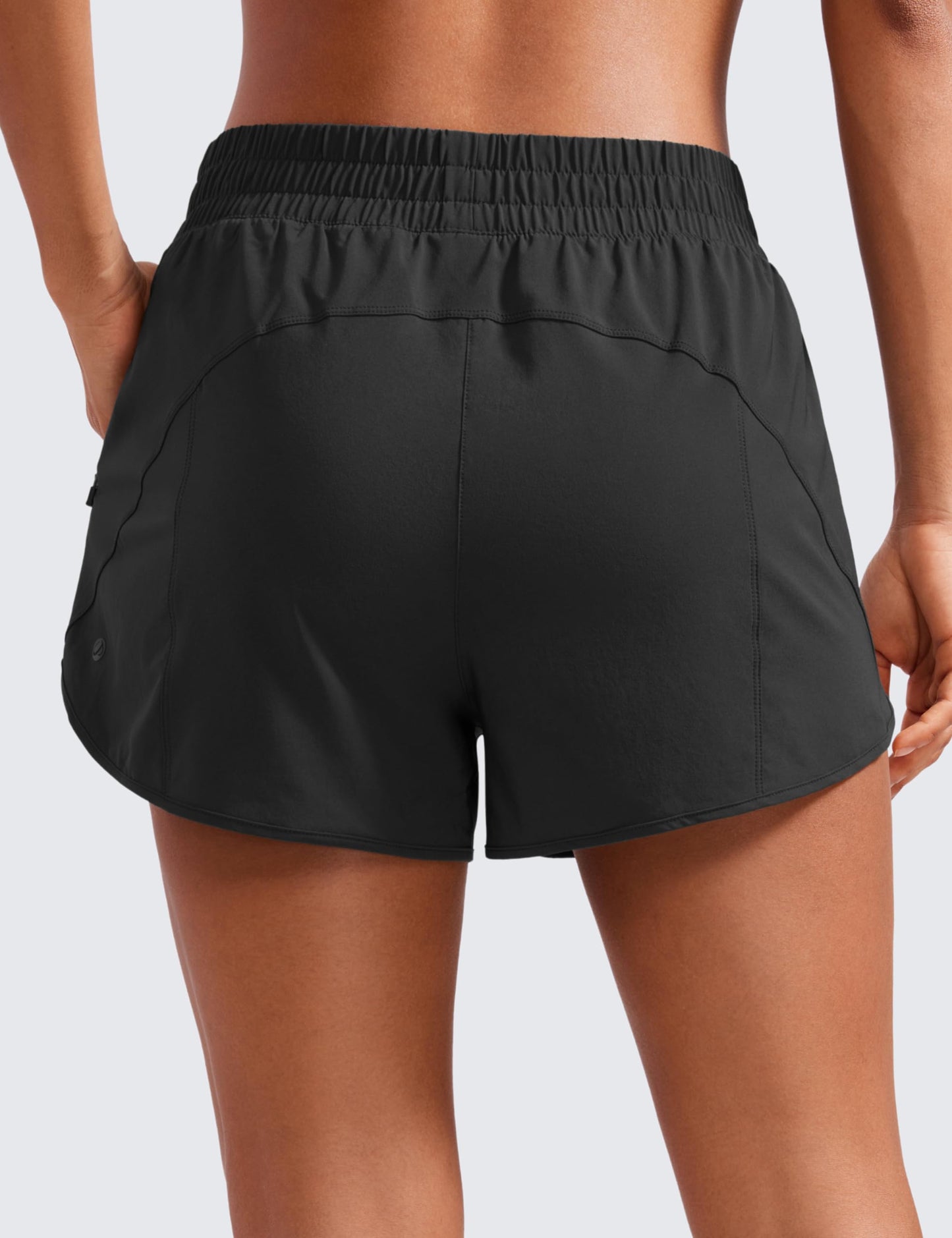 CRZ YOGA Dolphin Athletic Shorts for Women 3" - High Waisted Quick Dry for Running Workout Gym Track with Zip Pocket Black Medium