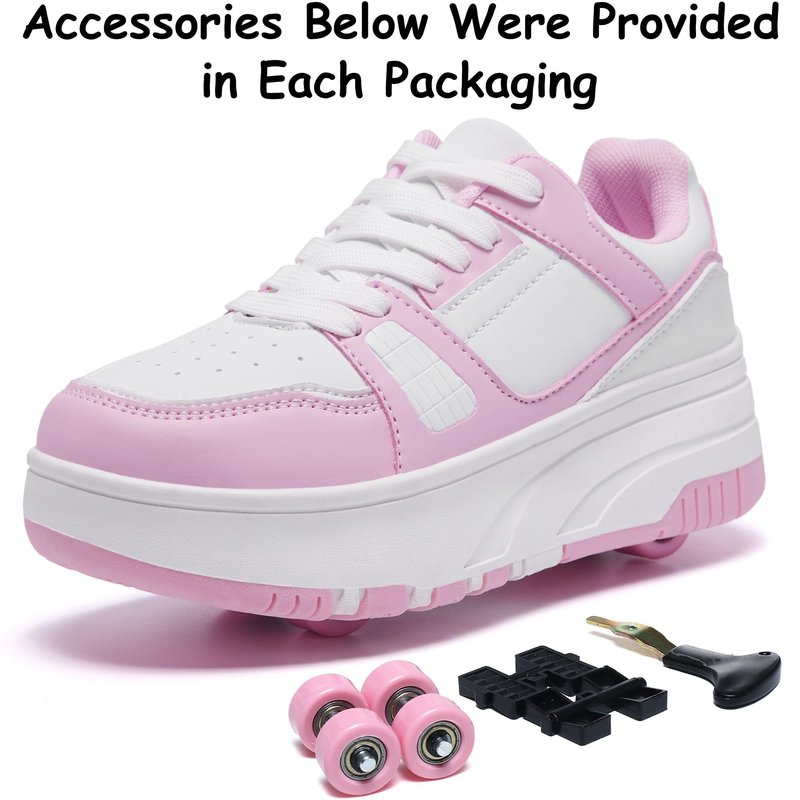 ANEFUN Roller Skate Shoes for Kids Girls Boys Detachable Wheeled Fashion Sneakers