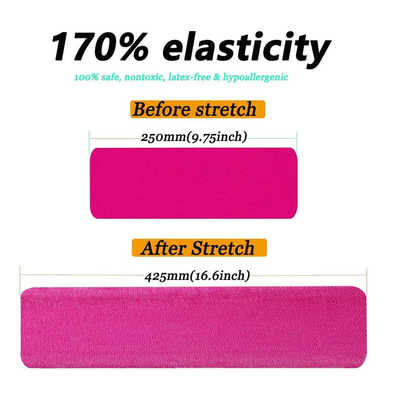 Kinesiology Tape Pro Athletic Sports Waterproof Breathable Athletic Elastic Kneepad Muscles & Joints Pain Relief Knee Taping for Gym Fitness Running Tennis Swimming Football (Mix, 60 Strips)