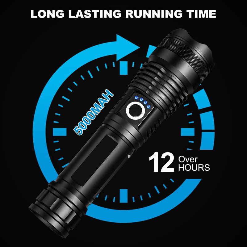 Lylting 4 Pack Rechargeable LED Flashlights High Lumens, 99,000LM Super Bright Flashlight, Adjustable Powerful Flash Light with USB Cable & 5 Modes, Waterproof Handheld Flashlight for Home Camping