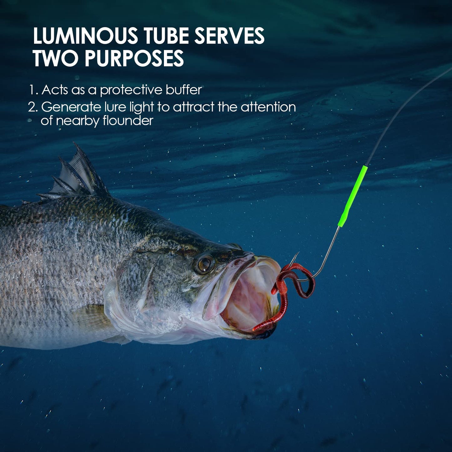 5pcs Sea Fishing Rigs, Deep Drop Snapper Rig, Bottom Fishing Rigs, Luroad Pre Tie Flapper Rig Aberdeen Hook Sizes 1, 2/0 for Beach Casting Shore Flounder, Whiting, Bass, Plaice