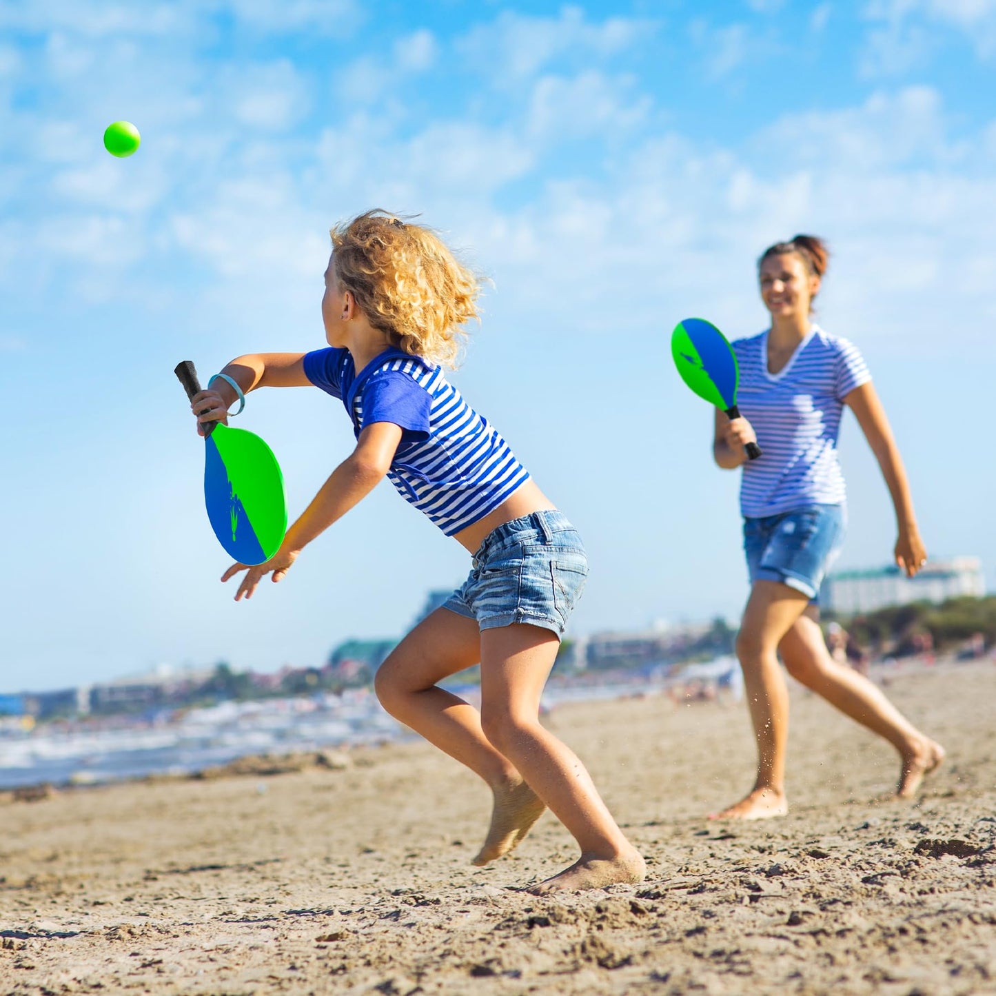 U&C Planet Beach Paddle Ball Set, Badminton Rackets, Family Outdoor Paddle Game Set for Kids and Adults, Backyard & Beach Game Park Camping Yard for Boys Girls All Ages