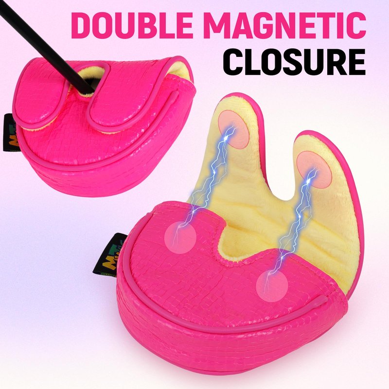 mytag Center Shaft Mallet Putter Cover for LAB OZ1 Putter, Putter Headcover for Women Magnetic Closure Shiny Pink