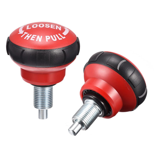 uxcell M16 Pull Pin Spring Knob Replacement Parts for Home Fitness Height Adjustment Screws Equipment, Black Red 2Pcs