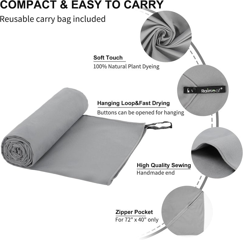 Microfiber Travel Towel - Quick Dry, Super Absorbent & Lightweight | Ideal for Gym, Camping & Beach
