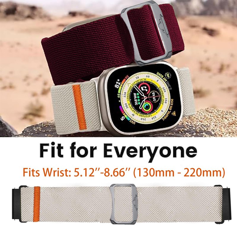 Compatible for Spade & Co Health Smartwatch 4, Quick Release Stretchy Solo Loop Adjustable Nylon Replacement Straps Compatible for Spade & Co Health Smartwatch 4 1.85 Inches (Red, 22mm size band)