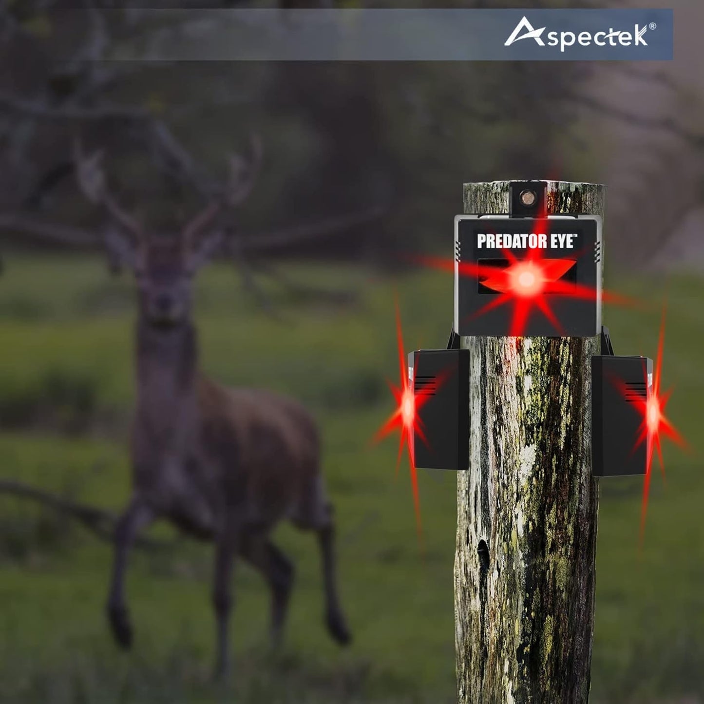 ASPECTEK Predator Eye Solar Animal Deterrent - 2 Pack Flashing Red Light Repeller for Coyotes, Deer, Raccoons | Outdoor Pest Control for Garden & Farm