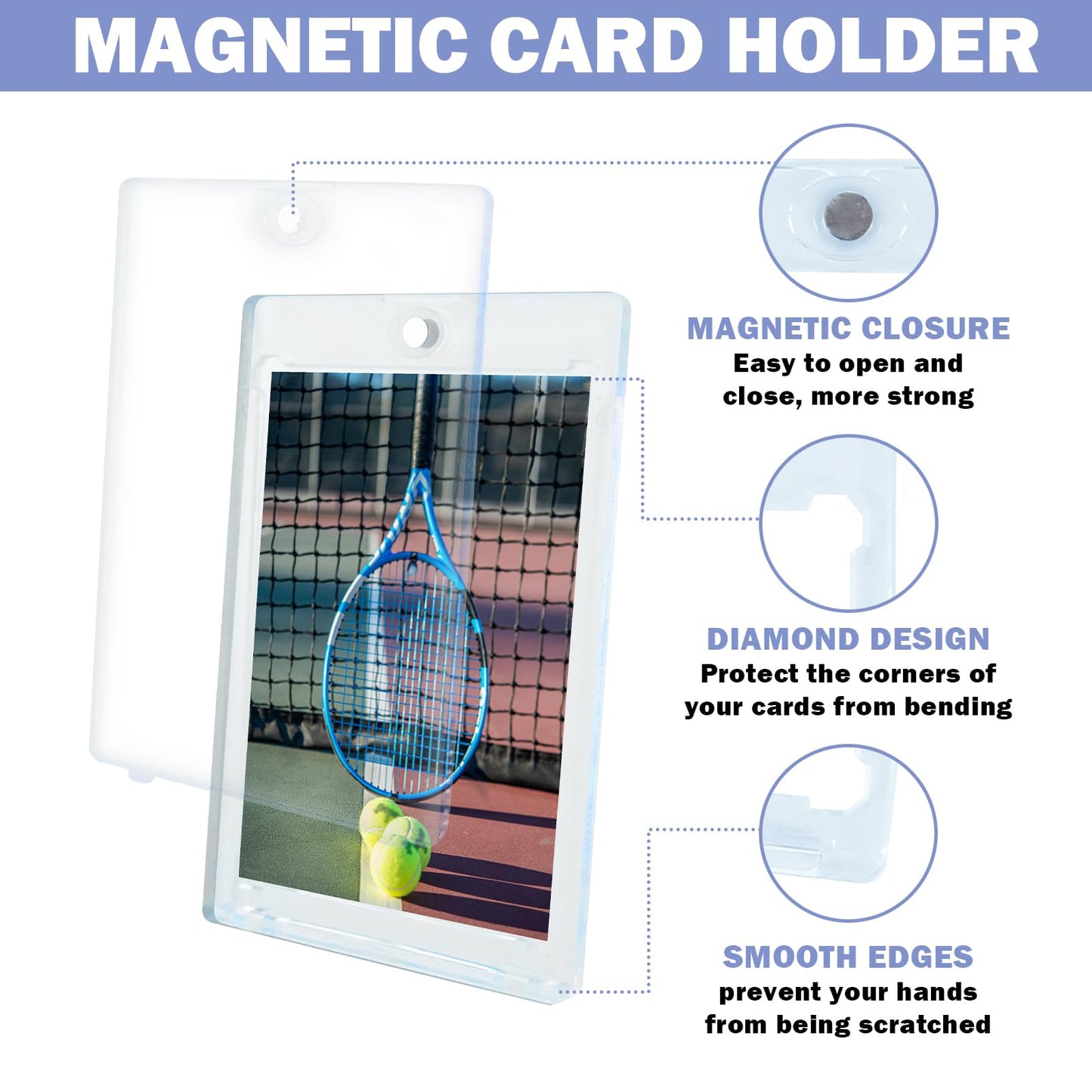 TORONTOKYO 100ct Magnetic Card Holders for Trading Cards, 35PT One Touch Card Holder, Card Protector Hard Plastic for Baseball Football Sports and Game Cards