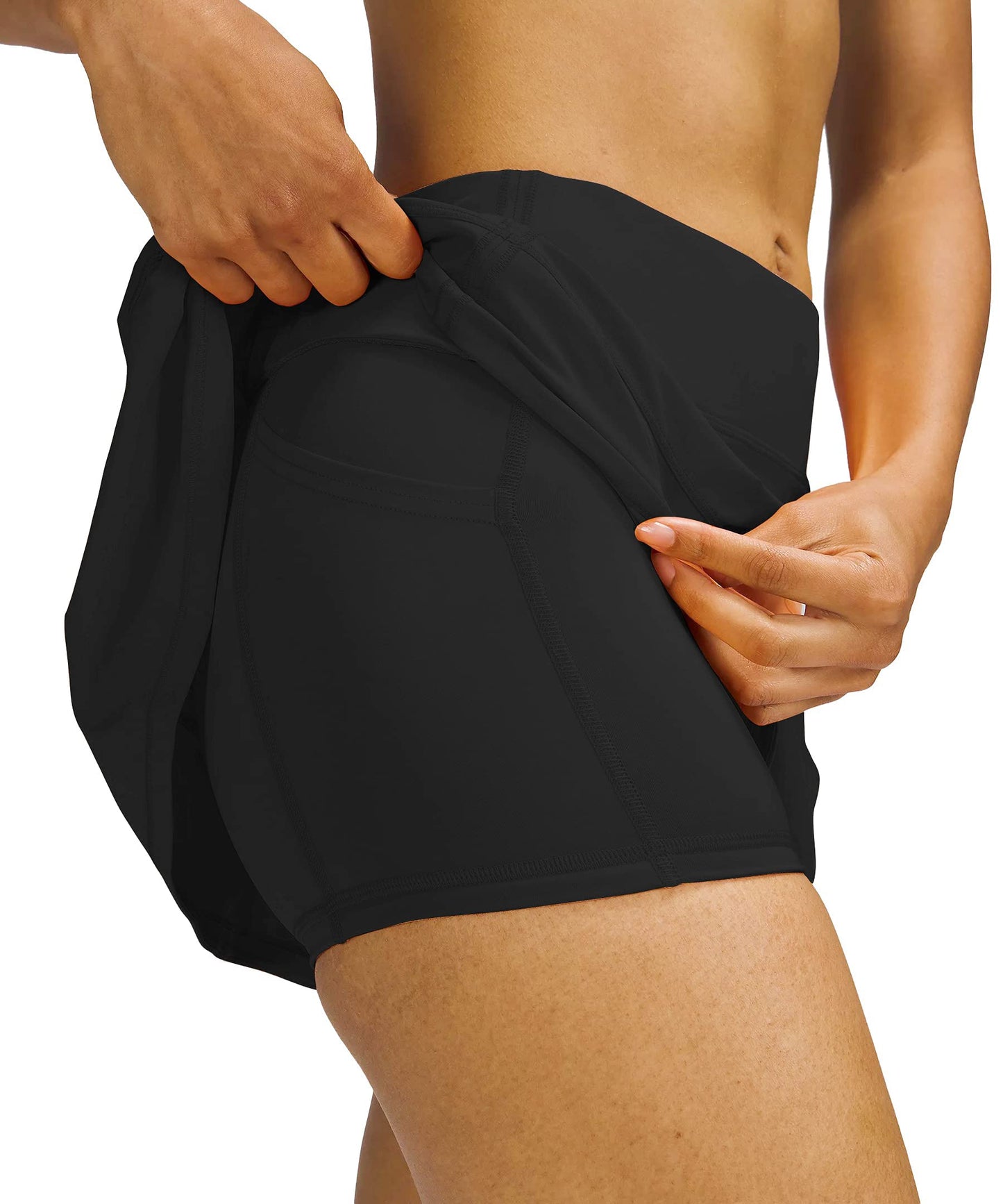 MEIVSO Women's Pleated Workout Tennis Skirts with Pockets Activewear Sports Skort Built-in Shorts Black S