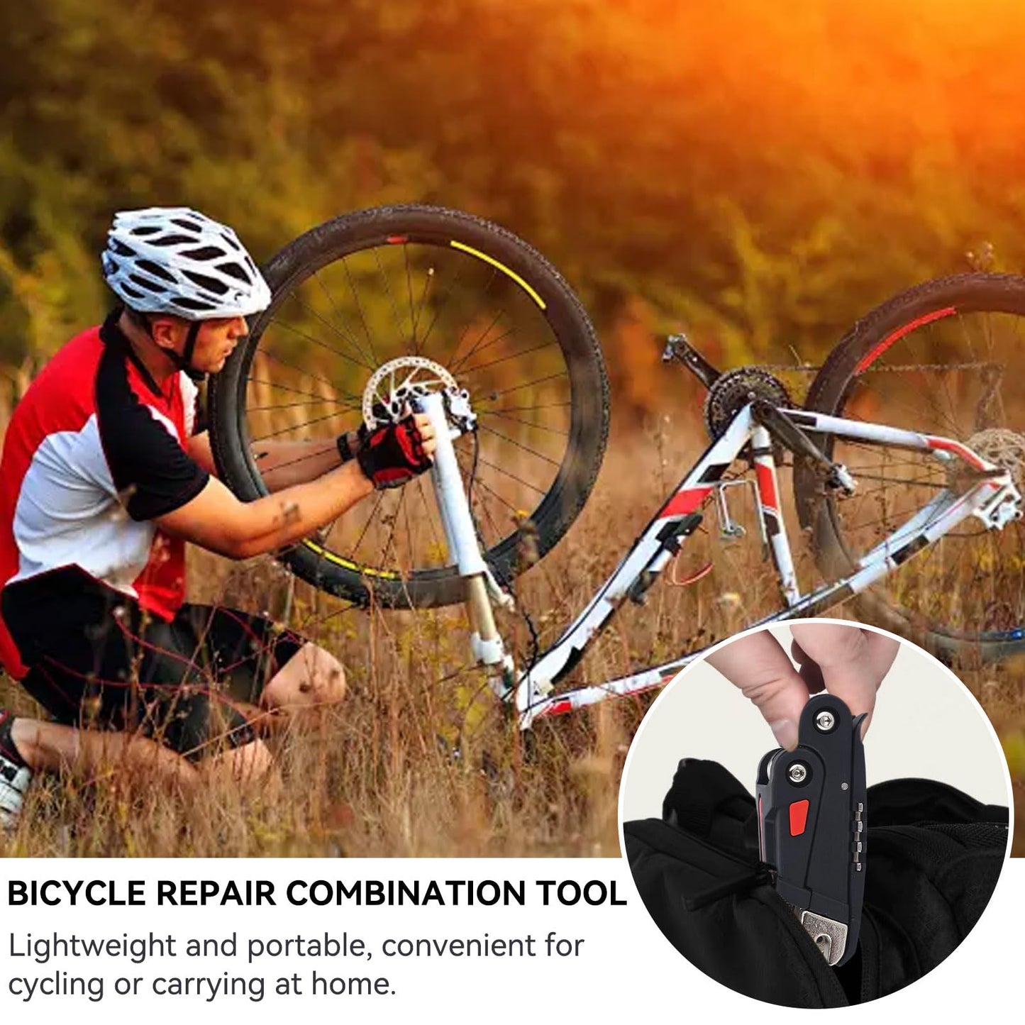 Bike Tool, 16 in 1 Multi Tool Mountain Bike Multitool Portable Foldable Repair Kit Cycling Multitool with Chain Breaker and Allen Wrench