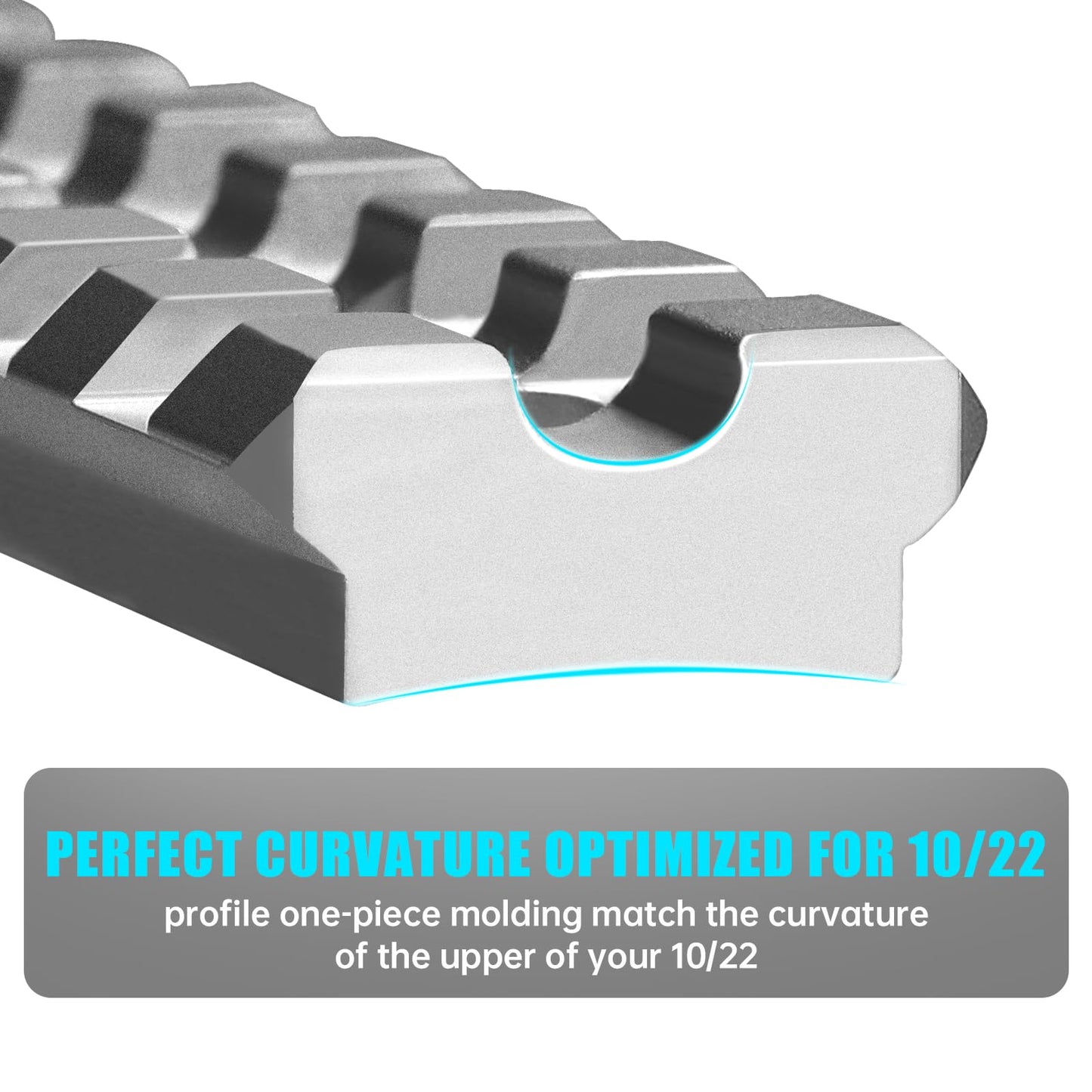 Bontok Picatinny Rail Mount for 10/22 Scope Mounts with 11 Slots for Red Dots Mounting, Scopes, Magnifiers-Sliver