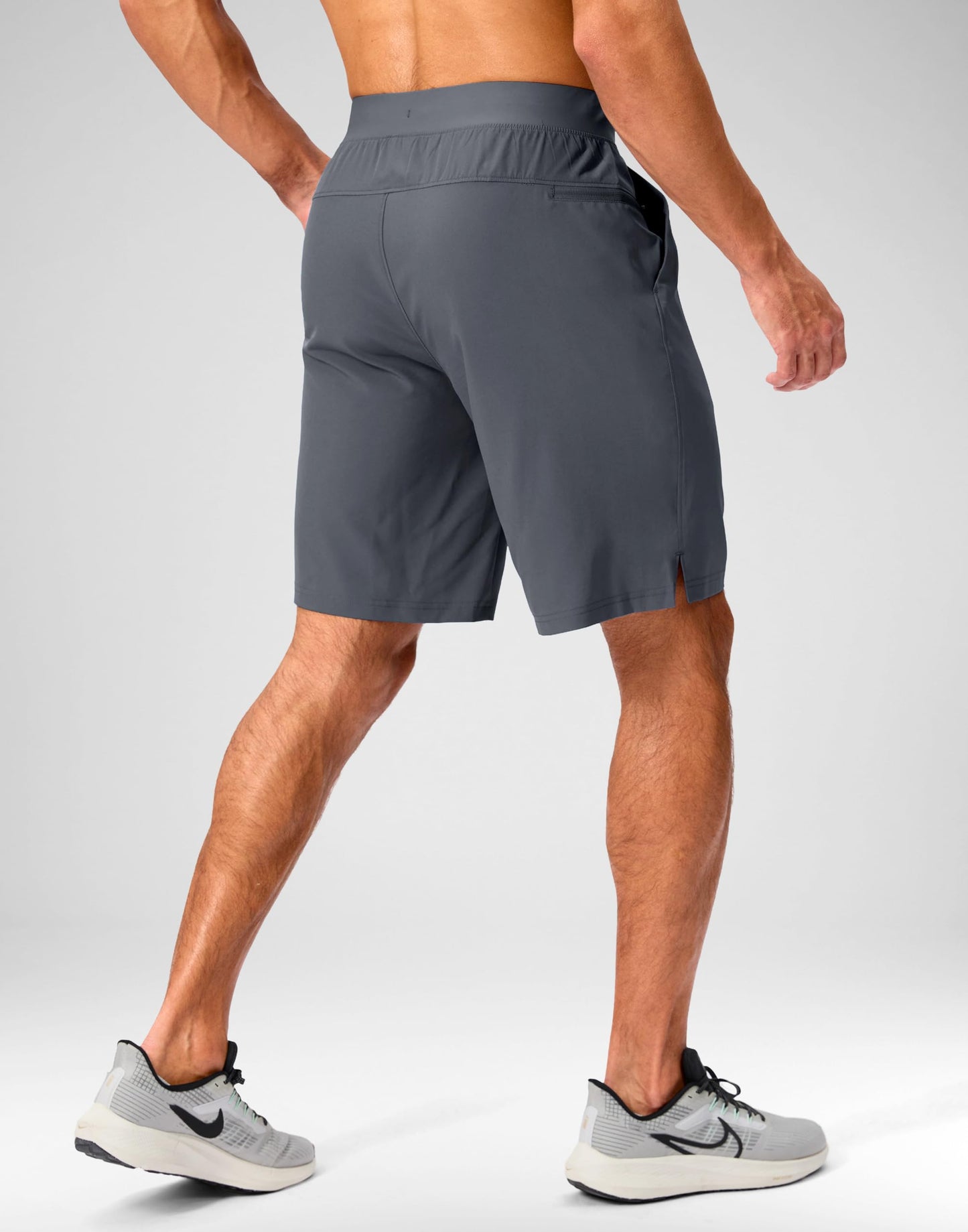 Soothfeel Men's Running Shorts with Zipper Pockets 9 Inch Lightweight Quick Dry Gym Sports Athletic Workout Basketball Shorts for Men (Grey, XL)