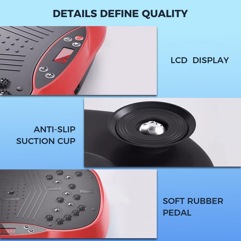 WANKO Vibration Plate Exercise Machine - Shake Plate Vibration Platform with 2 Pull Ropes - Lymphatic Drainage Machine for Shaping, Wellness, Recovery, and Weight Loss for Men and Women (Red)