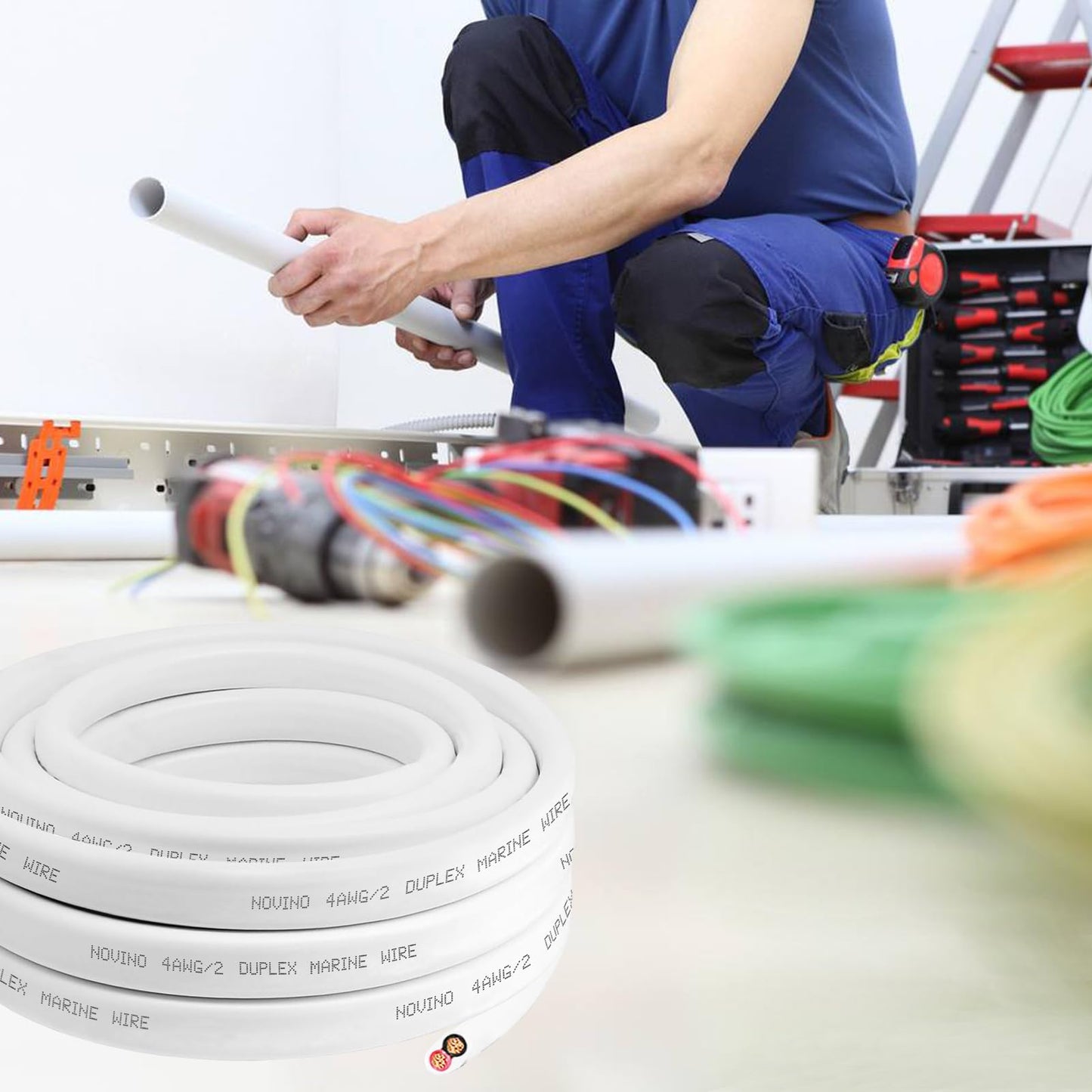 4 Gauge Marine Wire 4 AWG Duplex Marine Grade Wire,10ft Tinned Copper Oxygen-Free Insulated Red& Black Electrical Cable for Boat/Automotive/RV/Camper/Trailer