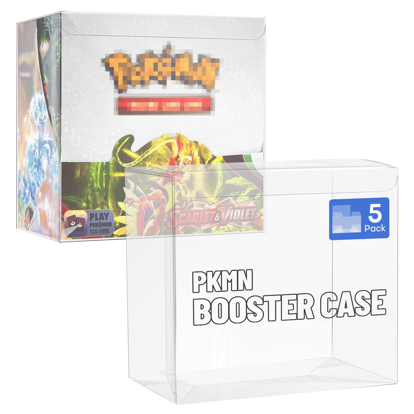 HTRYBNES Clear PKMN Booster Box Protector Case, 5 Pack PET Plastic Display Cases for Sealed Booster Boxes – PET Protective Storage for Collectors – 0.5mm Thick (5.47x3.26x4.88 inch)