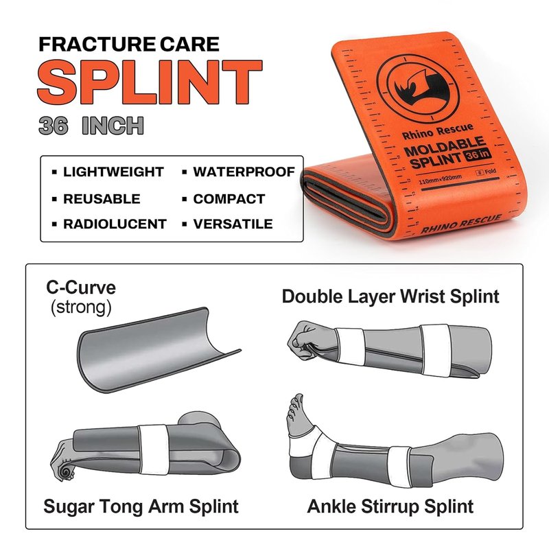 First Aid Splint - 36" X 4.3" Orange-Gray | Keeps Bones in Position