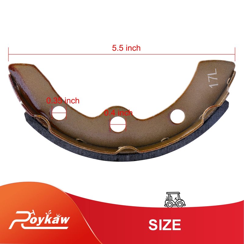 Roykaw Golf Cart Brake Pads Shoes for Club Car DS & Carryall 1981-1994 Models, Manual Adjust, Replaces OEM # 1011463, 1011296, 1011433, 1015757, 101880701, (4 Long)