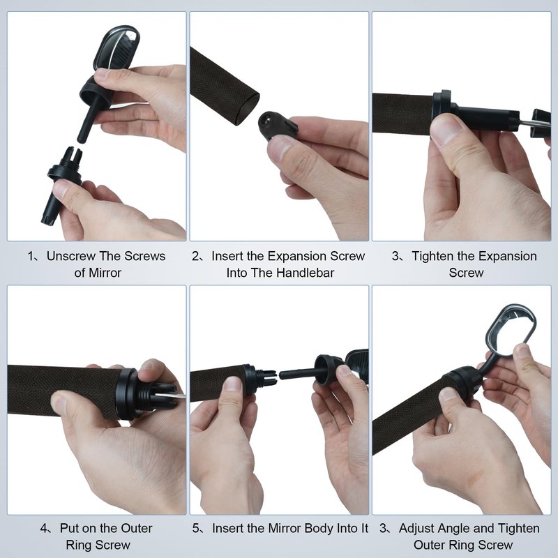 Bike Mirror Handlebar Mount,Bike Bar End Mirror, HD Convex Bicycle Rearview Mirror with Adjustable Viewing Angle (2)