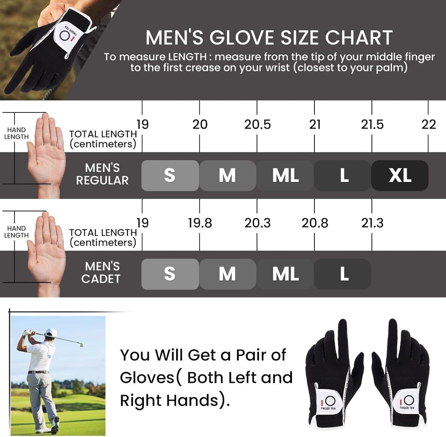 Golf Gloves for Men - All-Weather RainGrip Design | Right & Left Hand Options in Sizes S-XXXL