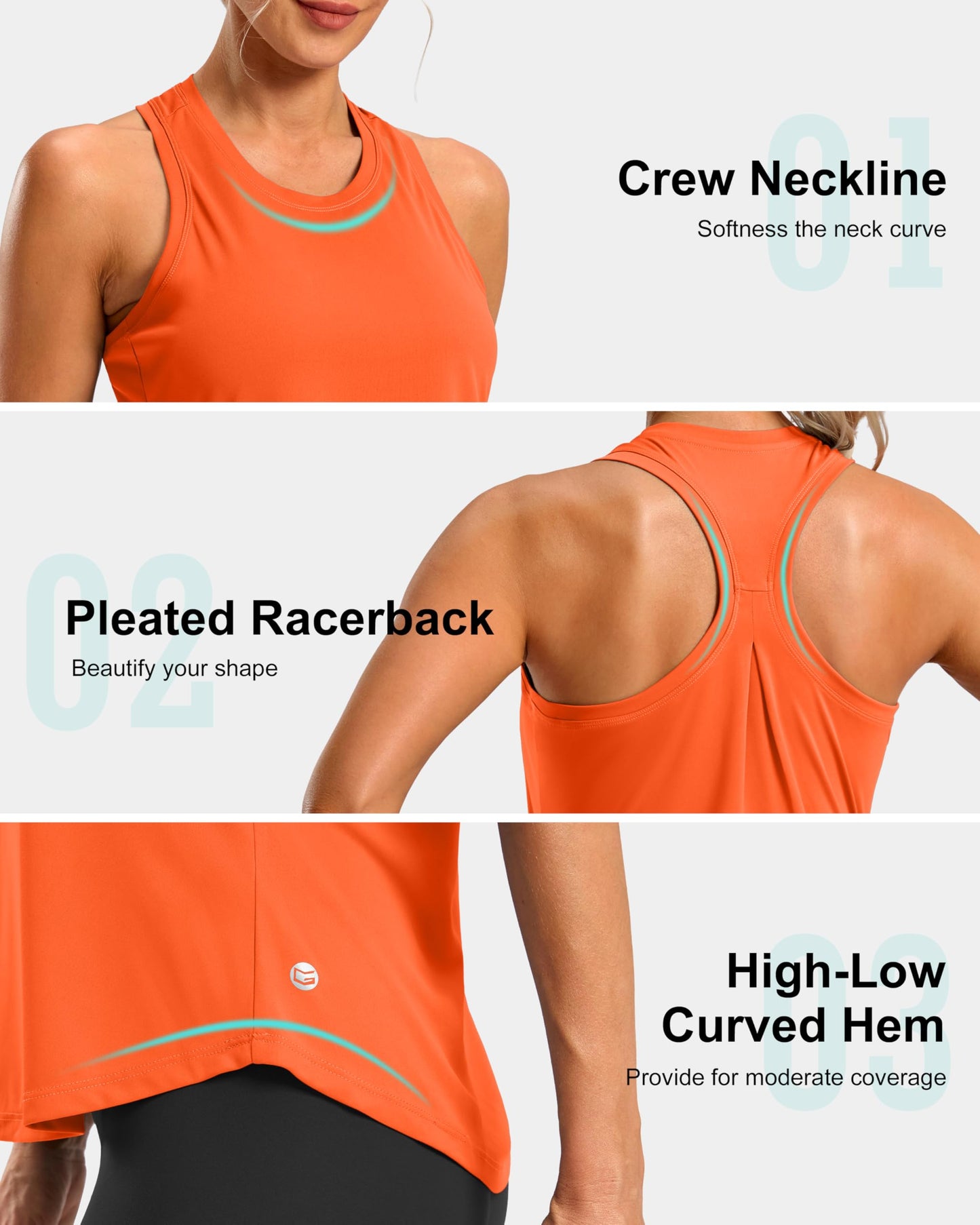 G Gradual Women's Workout Tank Tops Racerback Athletic Yoga Tops Loose Fit Sleeveless Running Gym Sports Shirts for Women(Orange,L)