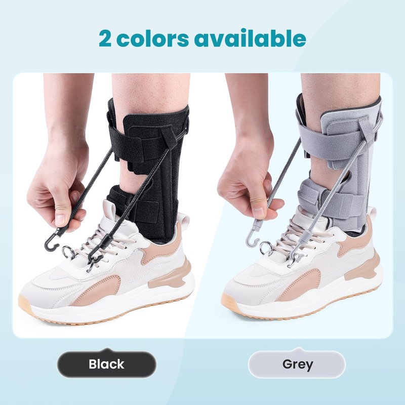 Pozpo Tech AFO Foot Drop Brace Splint, Adjustable Drop Foot Up Ankle Support for Walking with Shoes, Improve Walking Gait, Fits Right & Left, Women and Men - Black