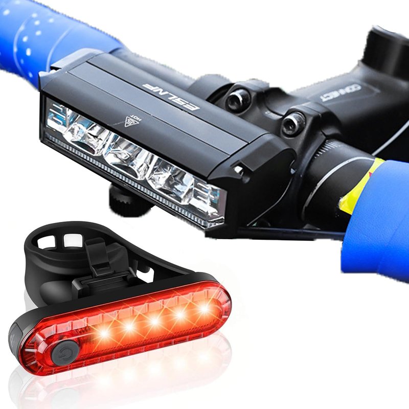 Bright Bike Light Set for Night Riding,LED Bicycle Light High Beam Low Beam,USB Rechargeable Bicycle Headlight Set,Waterproof Bike Headlight and Taillight for Adult Kid Mountain MTB Off-Road Cycling