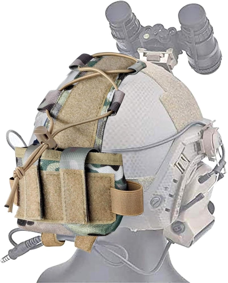 Tactical Helmet Battery Pouch Airsoft Helmet Counterweight Pouch Military Hunting Helmet Accessory (MC/CP Camo)