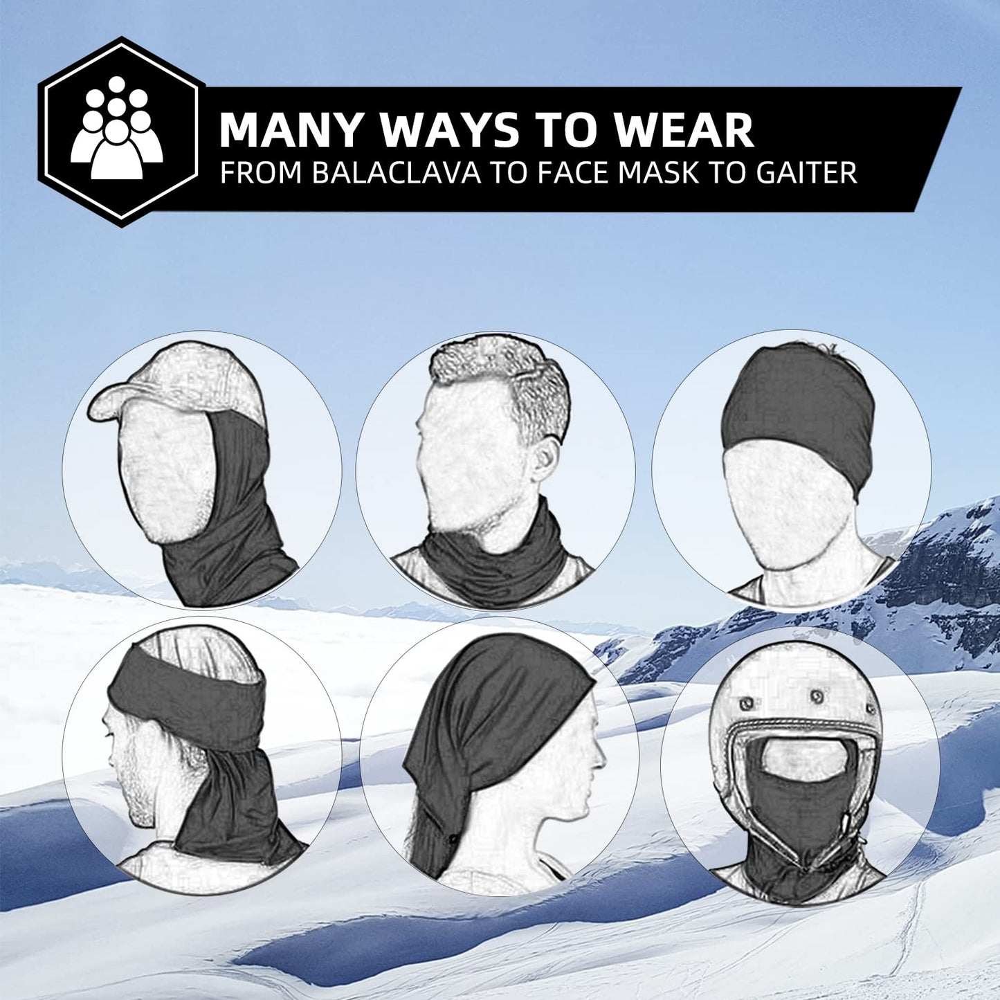 ROCKBROS Cold Weather Balaclava Ski Mask for Men Windproof Thermal Winter Scarf Mask Women Neck Warmer Hood for Cycling