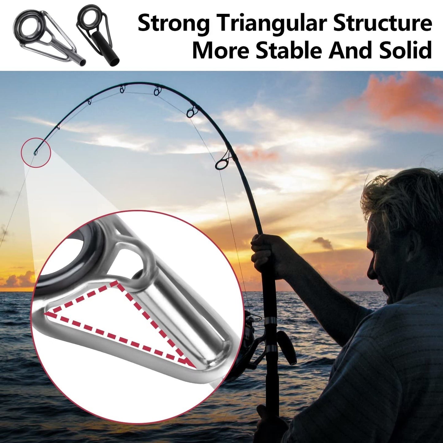 THKFISH Fishing Rod Tip Repair Kit Stainless Steel Ceramic Ring Guide