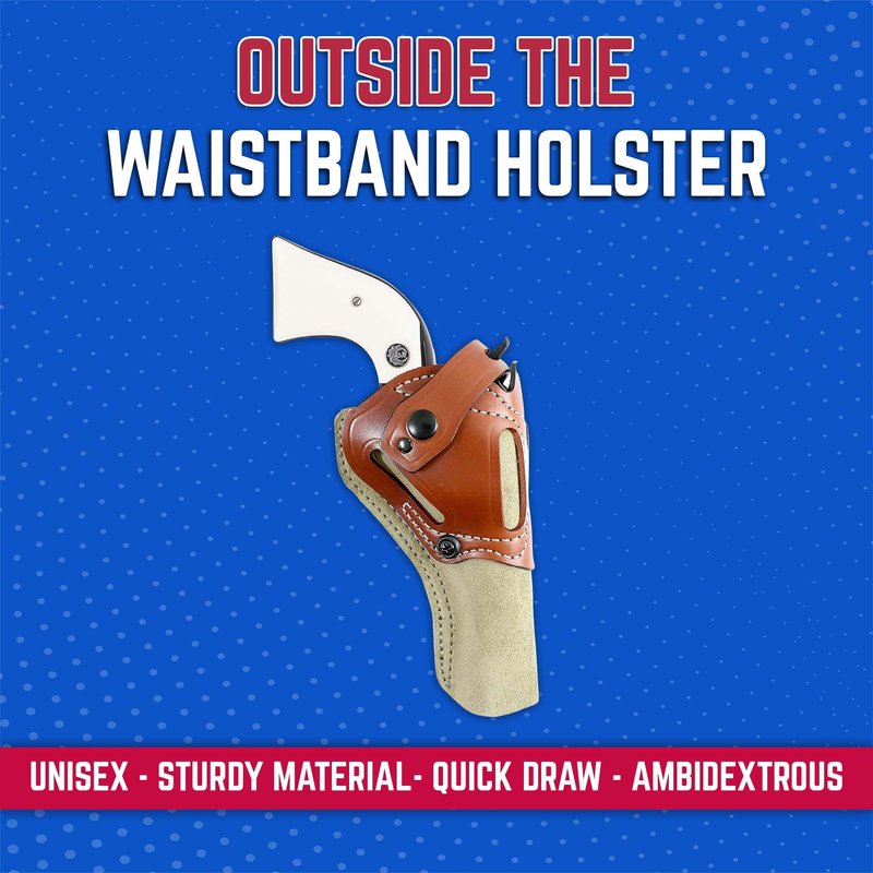 DeSantis Wild Hog Leather Revolver Holster for Men and Women - OWB Gun Holster, Compatible with Ruger Wrangler 4 5/8" and Heritage Rough Rider 4 3/4" - Ambidextrous