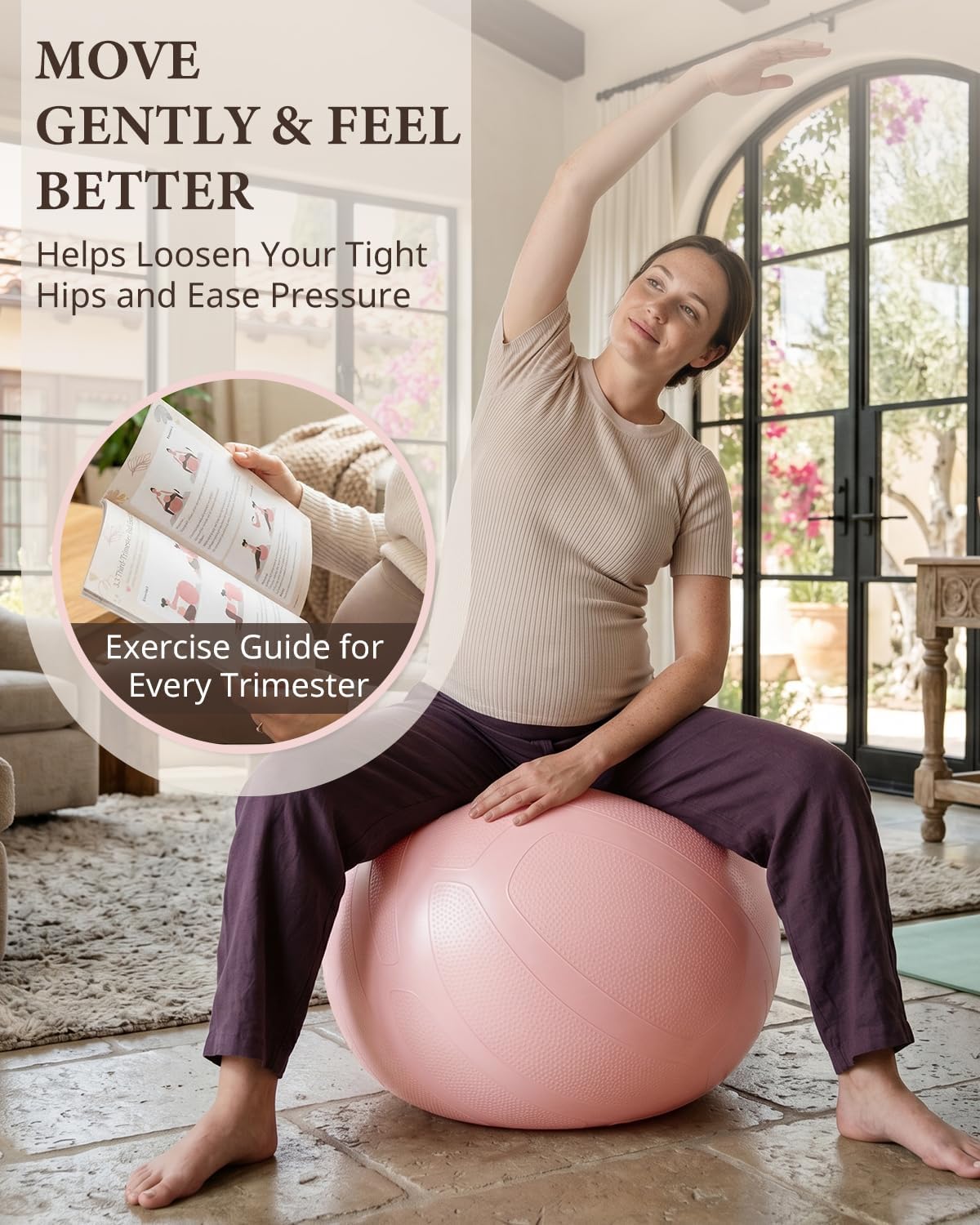 Trideer Pregnancy Birthing Ball - Extra Thick 1.7mm Yoga Ball for Maternity & Labor | 1000LB Anti-Burst Non-Slip Stability