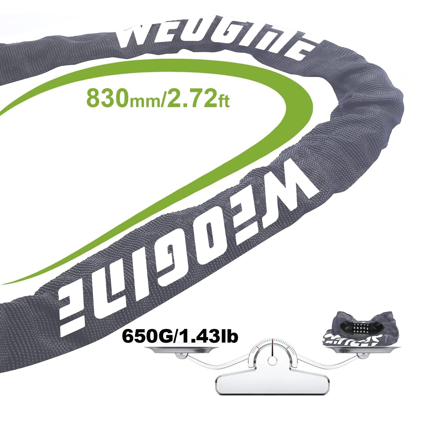 Bike Lock with Numbers and high Security Level, Bike Chain Lock, Bicycle Locks, 5 Digit Combination Lock for Bike, Bicycle, Scooter, Motorcycle, Door, Gate, Fence