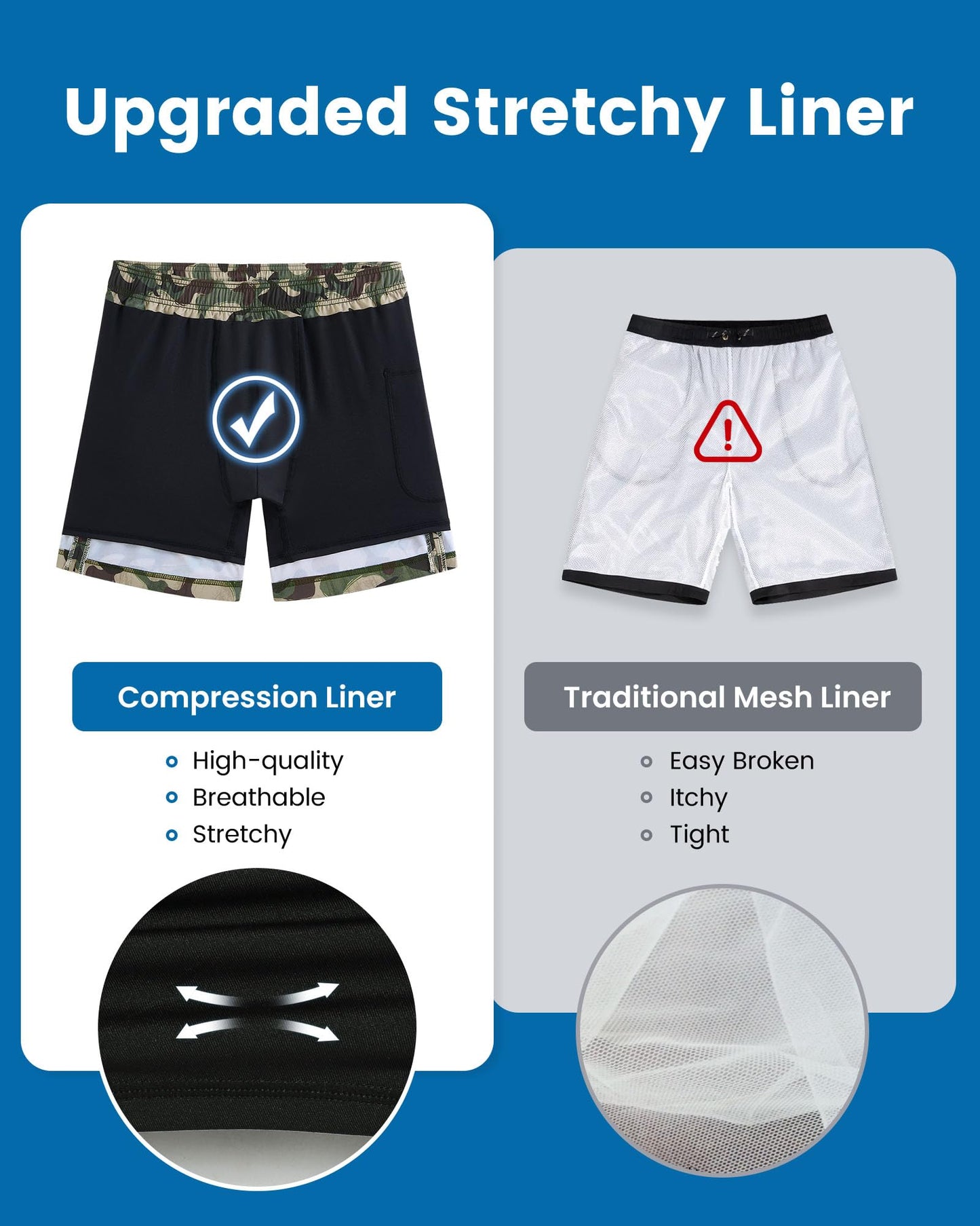 maamgic 2 in 1 Mens Swim Trunks 7 Inch Swim Shorts Swim Suits Board Shorts
