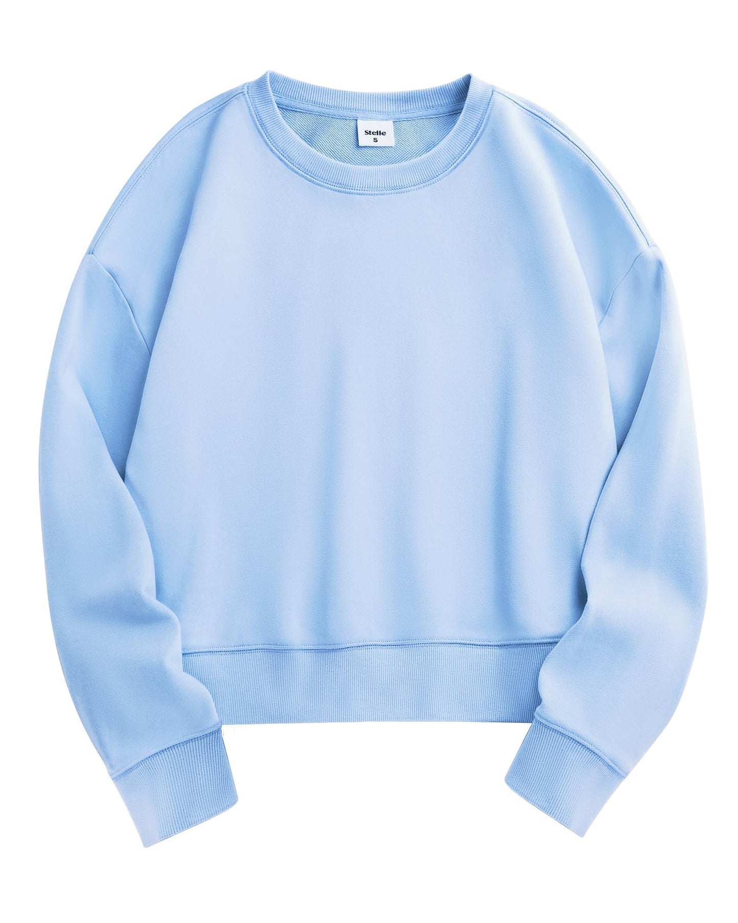 Stelle Cropped Sweatshirts for Women Cotton Long Sleeve Crop Tops Crewneck Pullover Oversized Sweater