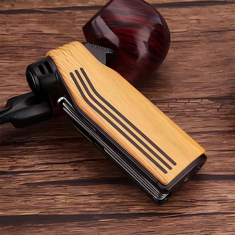 Multifunction Lighter 4 in 1 Lighters Butane Reusable Angled Soft Flame Candle Lighter (Wood grai)