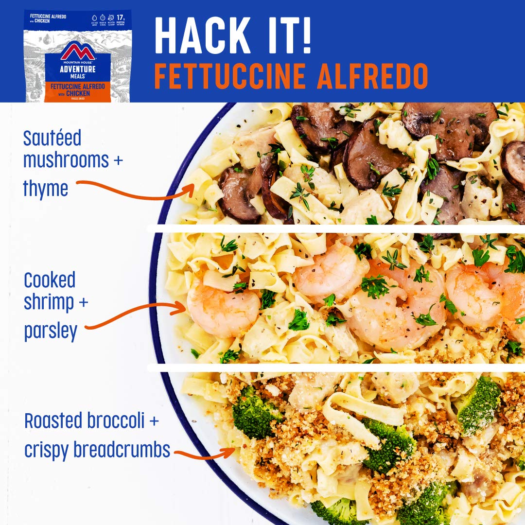 Mountain House Fettuccine Alfredo with Chicken | Freeze Dried Backpacking & Camping Food | 2-Servings