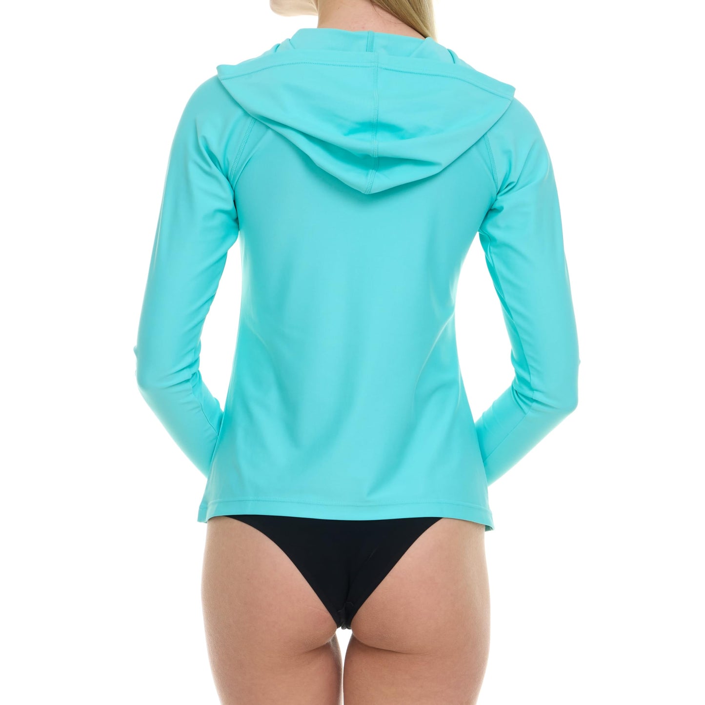 Hurley Rash Guard for Women with Hood, Long Sleeve Hoodie Swim Shirts for Women, Quick Dry UPF 50+ SPF Sun & UV Protection Light Blue